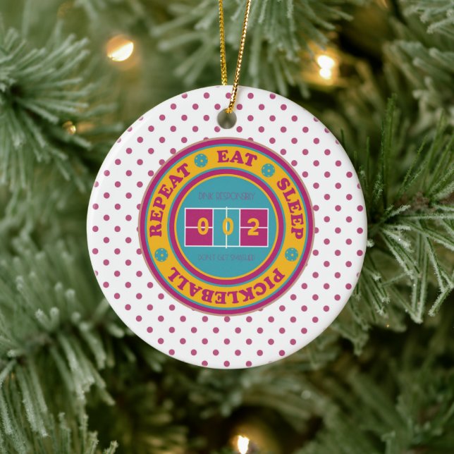 Pickleball Eat Sleep... custom text Ceramic Ornament (Tree)