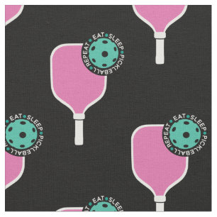Pickleball: eat sleep, pickleball, pink, green fabric