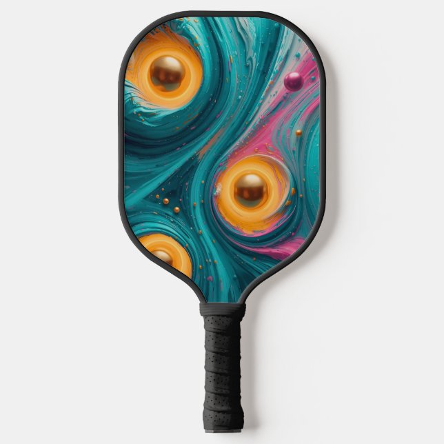 Pickleball Energy Swirl – Abstract Motion Poster Pickleball Paddle (Front)