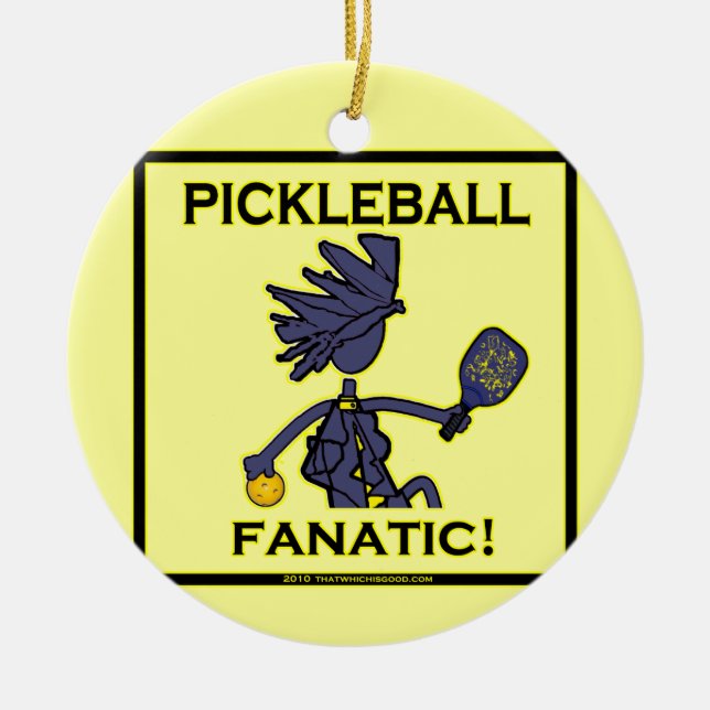 Pickleball Fanatic Gifts & T Shirts Ceramic Tree Decoration (Front)