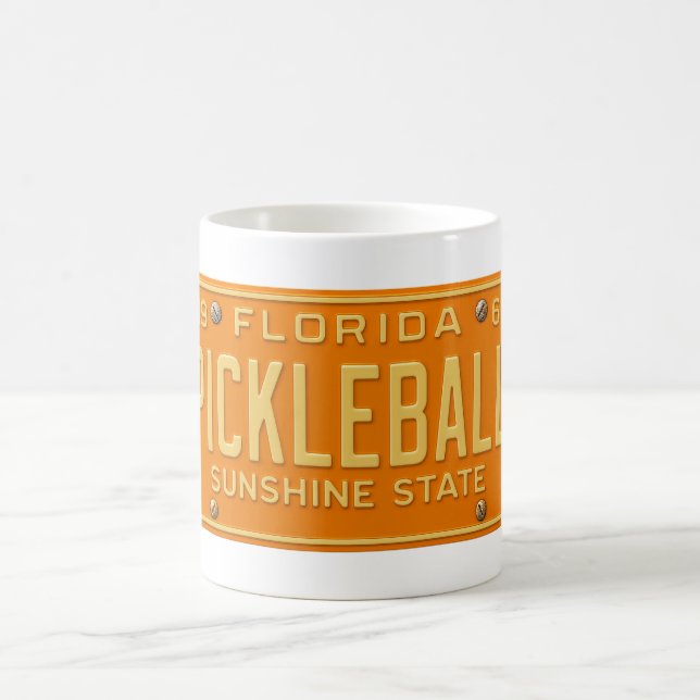 Pickleball Fanatic - Retro Florida License Plate Coffee Mug (Center)