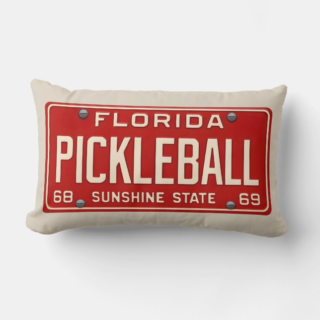 Pickleball Fanatic - Retro Florida License Plate Lumbar Cushion (Front)
