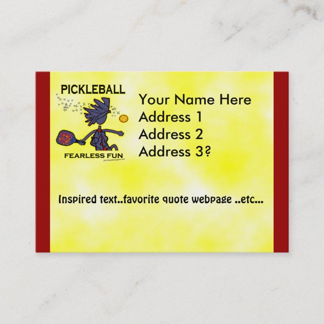 Pickleball Fearless Fun Business Card (Front)