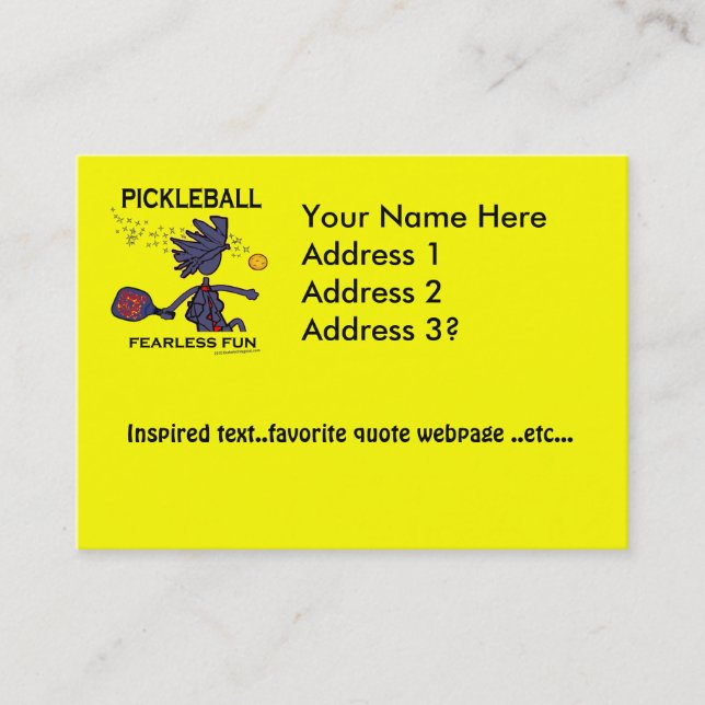 Pickleball Fearless Fun Business Card (Front)