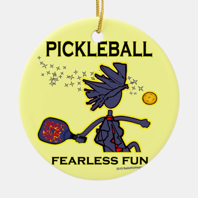Pickleball Fearless Fun Ceramic Tree Decoration (Front)