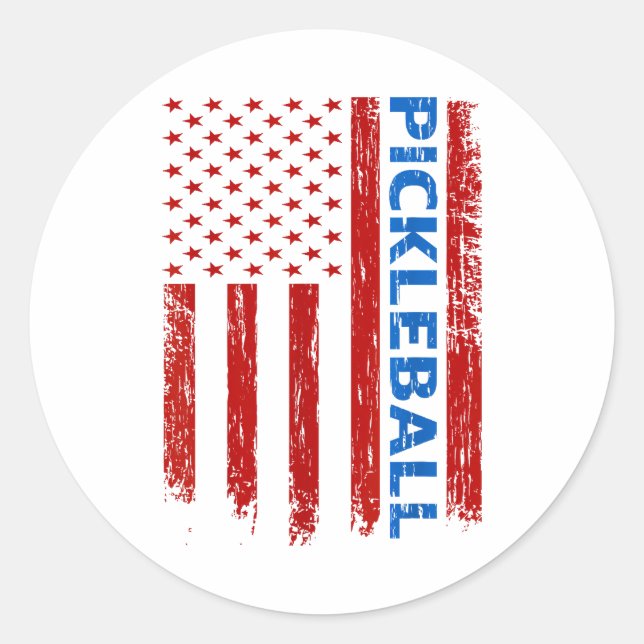 Pickleball Flag - Playing Paddleball Pickleball Am Classic Round Sticker (Front)