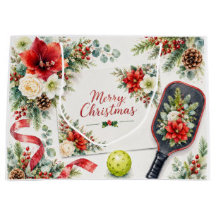 Pickleball Floral Large Gift Bag Elegant Holiday