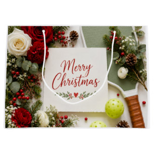 Pickleball Floral Large Gift Bag Elegant Holiday
