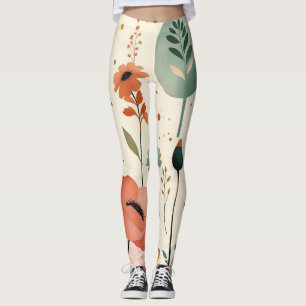 Pickleball Floral Paddle Whimsical Wildflower Leggings