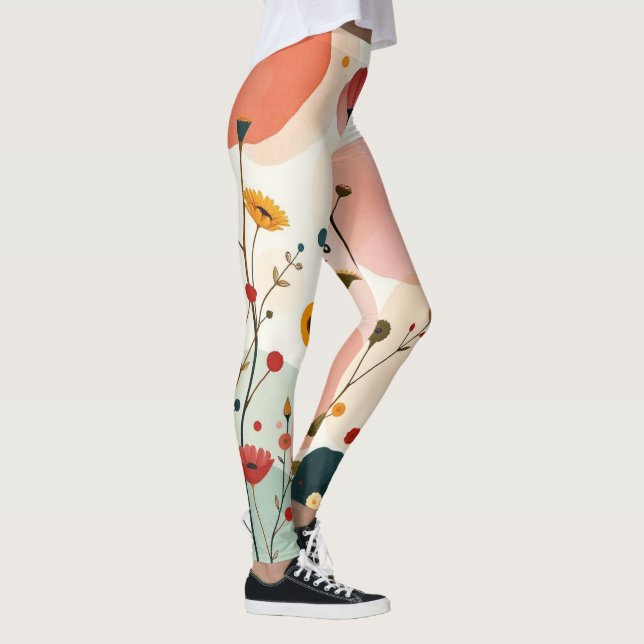 Pickleball Floral Paddle Whimsical Wildflower Leggings (Right)