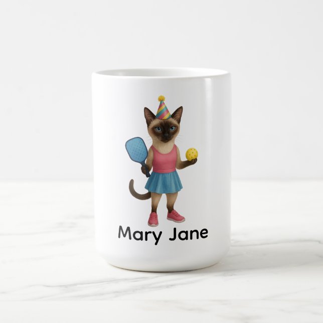 Pickleball for Siamese cat lovers Coffee Mug (Center)