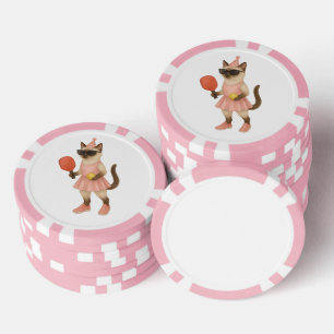 Pickleball for Siamese cat lovers Poker Chips