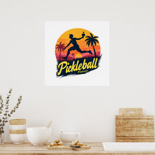 Pickleball Forever Sunset Poster