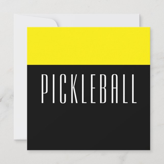 PICKLEBALL Fun Black Bright Yellow Colour Block  Holiday Card (Front)