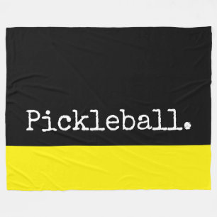 PICKLEBALL Fun Black Vivid Yellow Colour Block Fleece Blanket