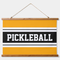 PICKLEBALL Fun Bright Yellow Black White Stripes