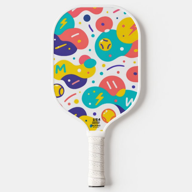 “Pickleball Fun Energy Pattern – Original Colourfu Pickleball Paddle (Front)