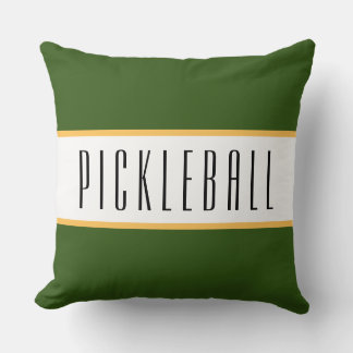PICKLEBALL Fun Forest Green White Racing Stripes Cushion