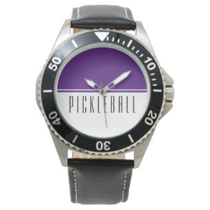 PICKLEBALL Fun Modern Purple White Colour Block Watch