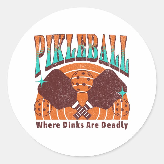 pickleball funny classic round sticker (Front)