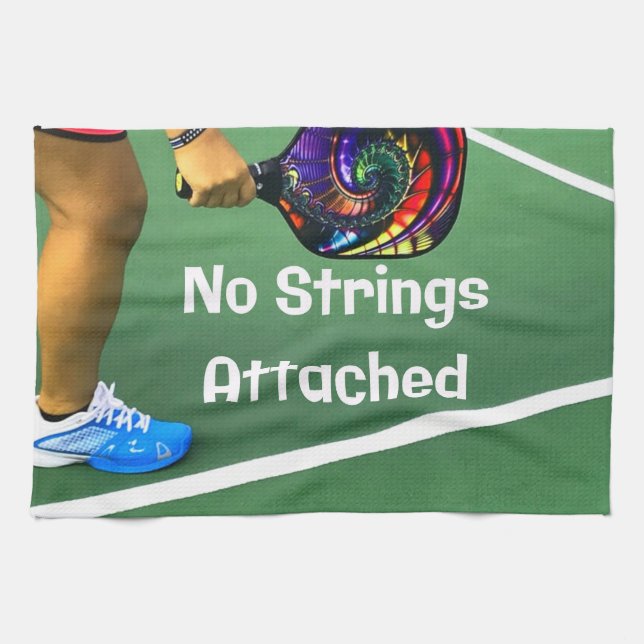 Pickleball Funny No Strings Attached Tea Towel (Horizontal)