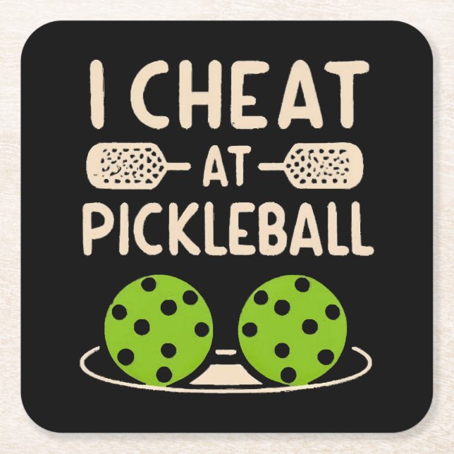 Pickleball Funny Square Paper Coaster (Front)