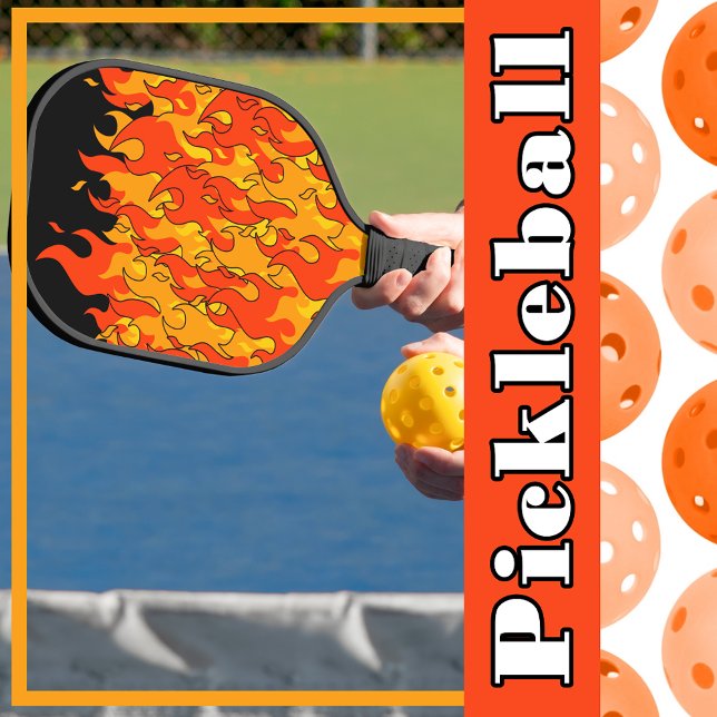 Pickleball Game on Fire Orange Yellow Flames Hot Paddle (Creator Uploaded)