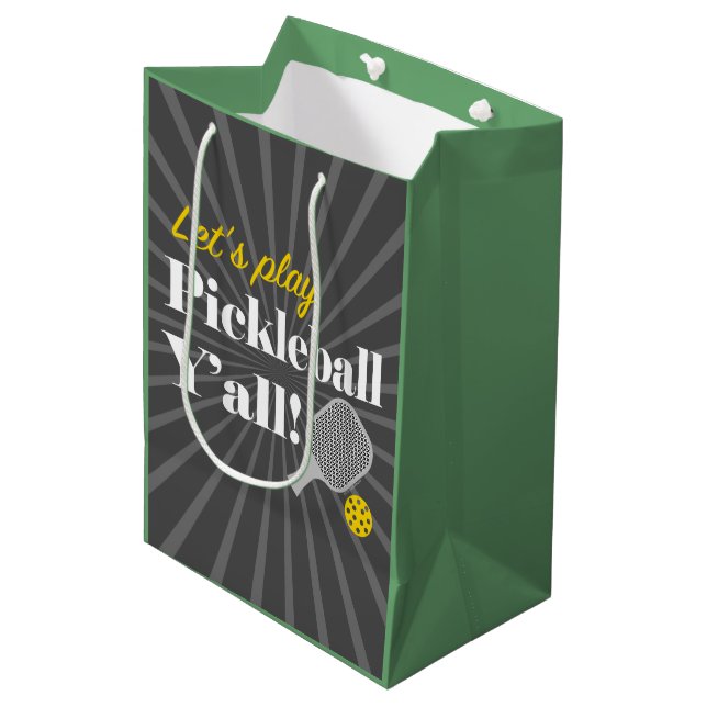Pickleball Gift Bag Let's Play Pickleball Party (Front Angled)