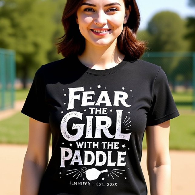 Pickleball Gift Funny Typography Personalised T-Shirt (pickleball gift personalized shirt women black white typography paddle ball birthday christmas club)