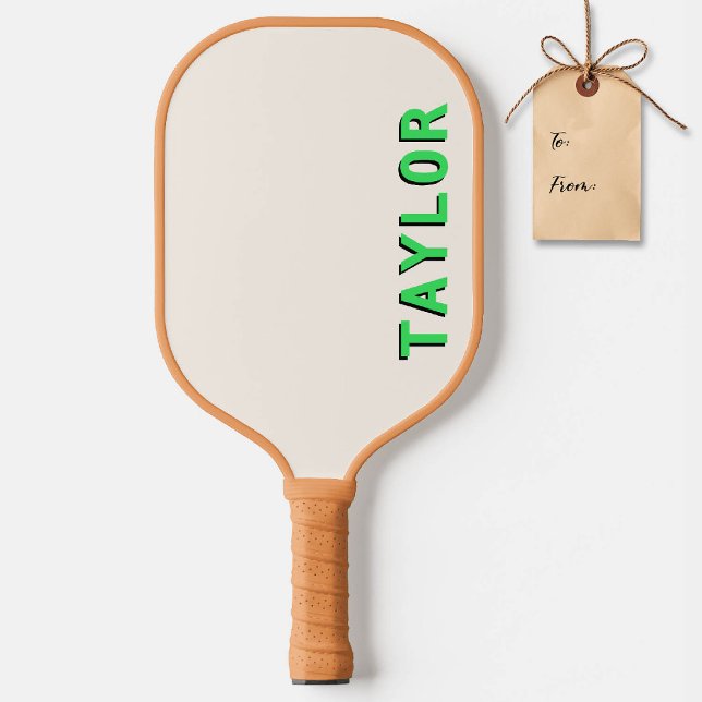Pickleball Gift Personalised Electric Green Name Paddle (pickleball gift personalized paddle vintage electric green custom text name text modern retro)