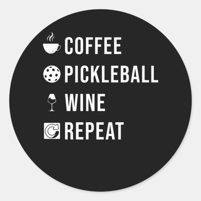 Pickleball Gift Pickleball Repeat Classic Round Sticker (Front)