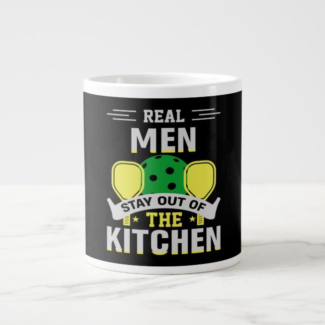 Pickleball Gift Real Men Stay Out of the Kitchen Large Coffee Mug (Front)