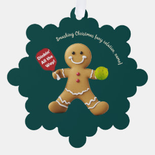 Pickleball Gingerbread Cheer Tree Decoration Card