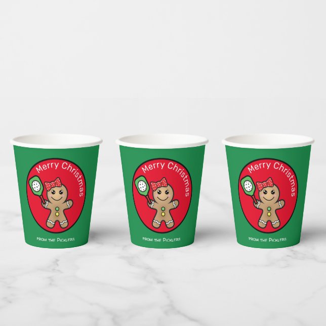 Pickleball  Gingerbread girl custom text Paper Cups (Multi)
