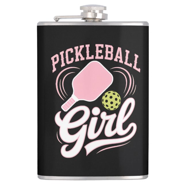 Pickleball Girl Player Hip Flask (Front)