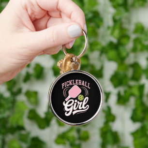 Pickleball Girl Player Key Ring