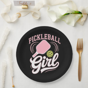 Pickleball Girl Player Paper Plate