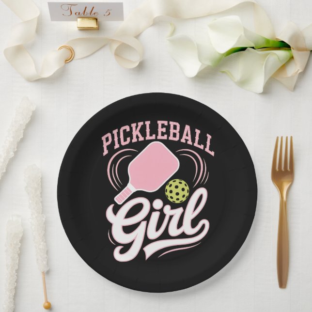 Pickleball Girl Player Paper Plate (Wedding)