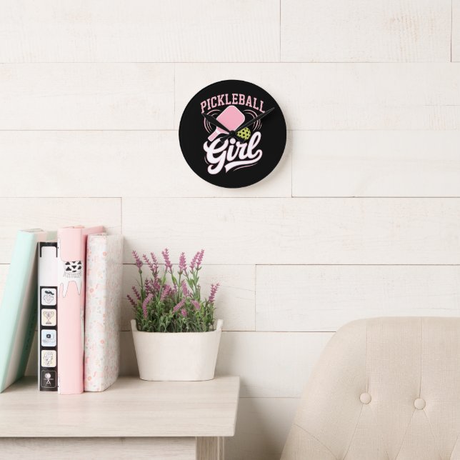 Pickleball Girl Player Round Clock (Reading Room)