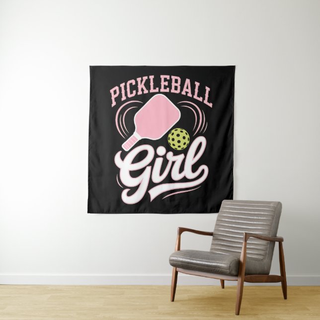 Pickleball Girl Player Tapestry (In Situ)