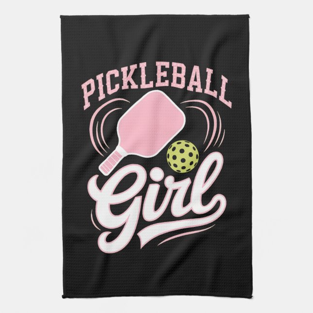 Pickleball Girl Player Tea Towel (Vertical)