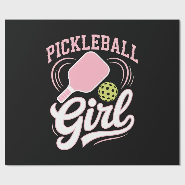 Pickleball Girl Player Wrapping Paper (Flat)