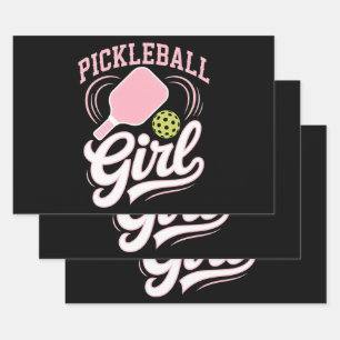 Pickleball Girl Player Wrapping Paper Sheet