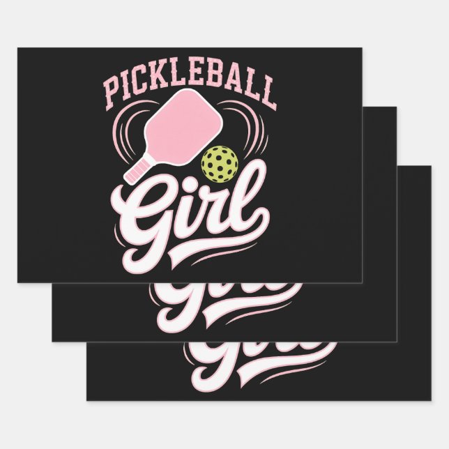 Pickleball Girl Player Wrapping Paper Sheet (Set)
