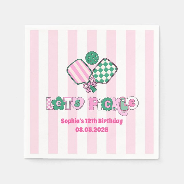 Pickleball Girls Birthday  Napkin (Front)
