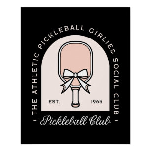Pickleball girls club fancy bow black aesthetic poster