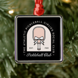 Pickleball girls club squad fancy black aesthetic metal ornament