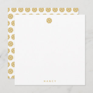 Pickleball Gold Chic Personalised Name Note Card