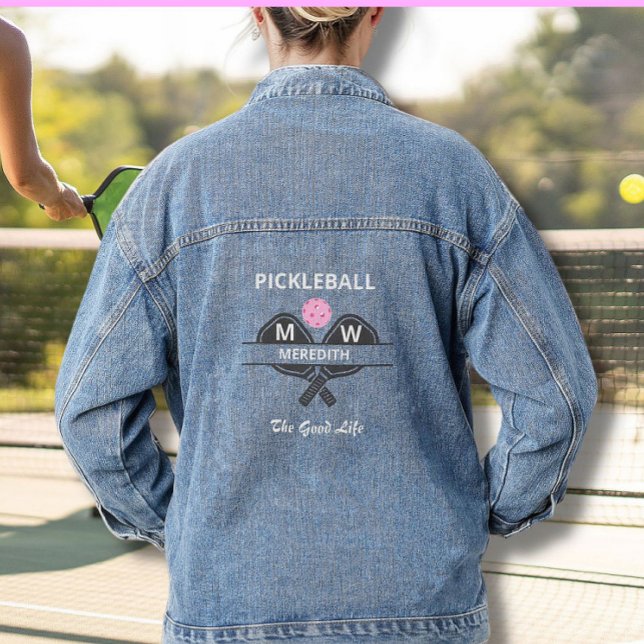 Pickleball Good Life Monogram Name Denim Jacket (Creator Uploaded)