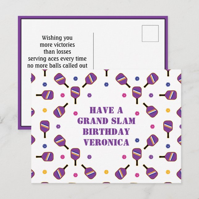 Pickleball Grand Slam Birthday  Customisable  Post Postcard (Front/Back)